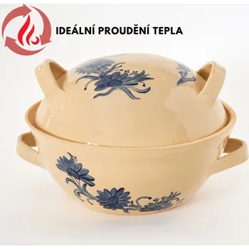 Forma na pečení pekáč kulatý 3L s kupolí světlý - kameninová forma s poklicí na pečení (ruční výroba)