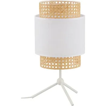 Lampička TK LIGHTING Stolní lampa - BOHO 6565, Ø 20 cm, 230V/15W/1xE27, bílá/slámová