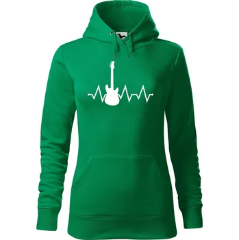 Pánská mikina Dámská mikina Tep kytara Velikost (žena): XS, Vyberte barvu: Středně zelená