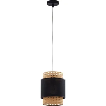 TK LIGHTING Lustr - BOHO 6540, Ø 20 cm, 230V/15W/1xE27, černá/slámová