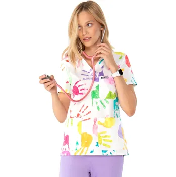 Dámská halenka Louis Lanier Bavlněná halena s antibakteriální úpravou VANNES s potiskem Happy Hand Velikost: S