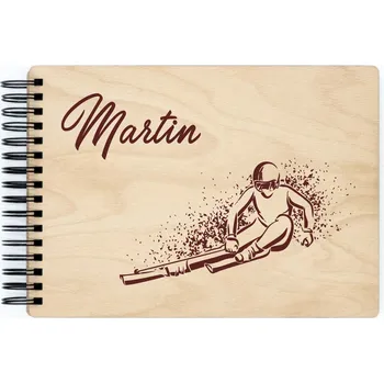 Fotoalbum Dřevěné sportovní fotoalbum LYŽOVÁNÍ Barva vnitřních papírů: Čokoládová