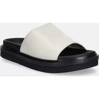 Dámské pantofle Pantofle Calvin Klein Jeans FLAT MOLDED SANDAL SLIDE dámské, šedá barva, YW0YW01710 00X, EUR 39