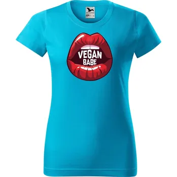 Dámské tričko Dámské tričko s potiskem Vegan babe Barva trička: Tyrkysová - 44, Velikost: M