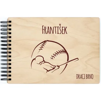 Fotoalbum Dřevěné sportovní fotoalbum BASEBALL III Barva vnitřních papírů: Čokoládová