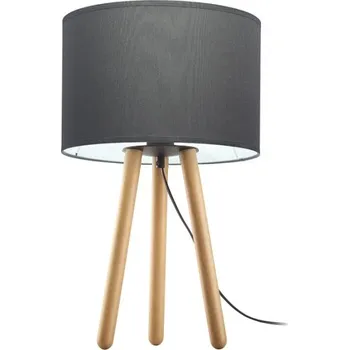 Lampička TK LIGHTING Stolní lampa - TOKYO 5296, Ø 20 cm, 230V/15W/1xE27, tmavě šedá/borovice