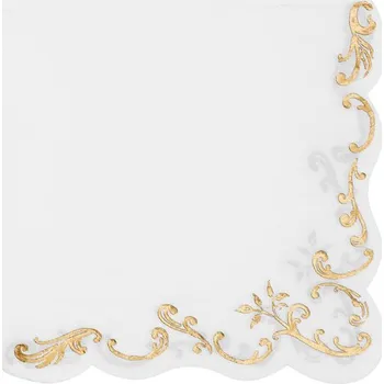 Papírový ubrousek Papírové ubrousky "Ornament", bílé, PartyDeco, 33 cm, 12 ks