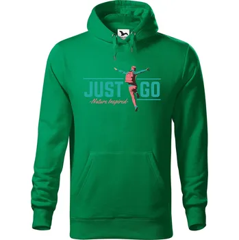 Pánská mikina Pánská mikina s potiskem Just go Velikost (muž): L, Vyberte barvu: Středně zelená