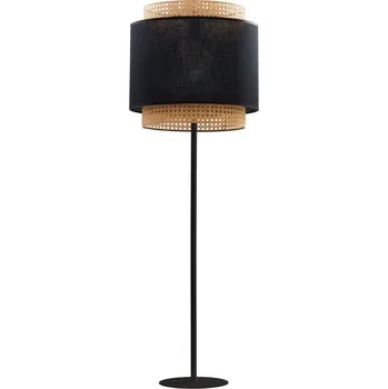 Stojací lampa TK LIGHTING Stojací lampa - BOHO 5568, Ø 38 cm, 230V/15W/1xE27, černá/slámová