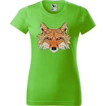 Dámské tričko Dámské tričko s potiskem Hlava lišky Barva trička: Apple green, Velikost: XS