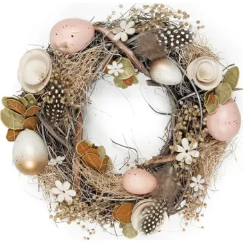 Vánoční ozdoba Věnec EASTER 04 A hnědý / pudrově růžový