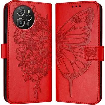 Pouzdro na tablet VSECHNONAMOBIL 81065 ART BUTTERFLY Peněženkový obal pro Blackview Shark 8 červený