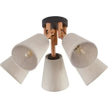 TK LIGHTING Lustr - VAIO 575, Ø 50 cm, 230V/15W/5xE27, tmavě béžová/černá/borovice