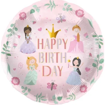 Party dekorace Foliový balonek Happy Birthday Princeznovská párty, 45 cm