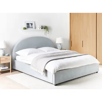 Postel Postel s úložným prostorem světle modrá polyester čalouněná 180 x 200 cm minimalistická retro design Beliani