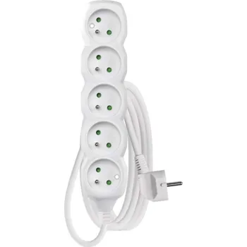 Napájecí kabel EMOS Prodlužovací kabel 3 m / 5 zásuvek / bílý / PVC / 1 mm2