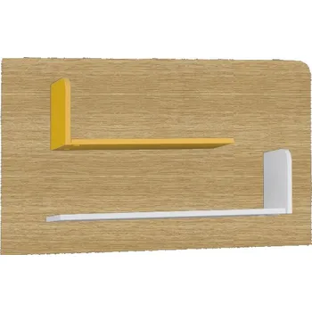 police JUREK Nástěnný policový díl - BRUNO 6, dub lefkas/bílá/žlutá