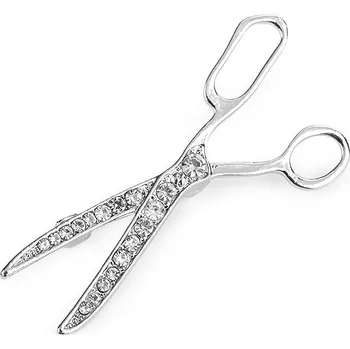 Náramek Brož s broušenými kamínky nůžky, malé, 1 platina