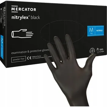Vyšetřovací rukavice Nitrilové na jedno použití rukavice Mercator Medical, velikost vel. M, černé, 100 ks