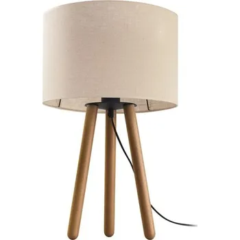 Lampička TK LIGHTING Stolní lampa - TOKYO 5291, Ø 20 cm, 230V/15W/1xE27, tmavě béžová/buk (VYSTAVENO NA PRODEJNĚ)