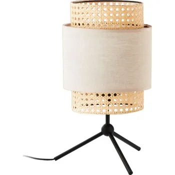 Lampička TK LIGHTING Stolní lampa - BOHO 5577, Ø 20 cm, 230V/15W/1xE27, béžová/slámová/černá