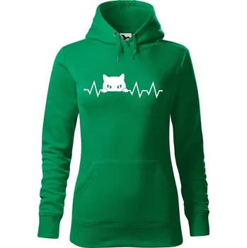 Pánská mikina Dámská mikina Tep kočka Velikost (žena): S, Vyberte barvu: Středně zelená
