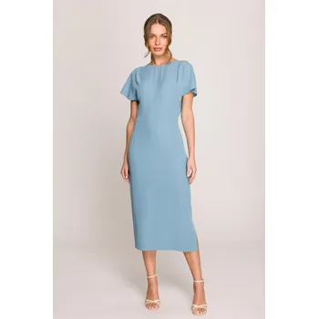 Dámské šaty Elegantní pouzdrové šaty s rozparkem Stylove S398 světle modré EU velikost: S