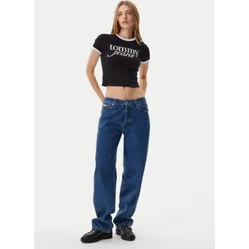 Tommy Jeans T-Shirt Script Ringer DW0DW20631 Černá Slim Fit XXS