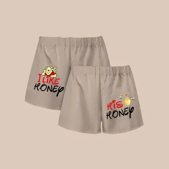 Trenýrky Trenky s potiskem HONEY, pro pár Velikost pro ni: XL, Velikost pro něj: L, Barva trenek: Béžová