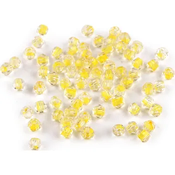Dětské navlékací korálky Skleněné korálky broušené Ø4 mm transparentní s průtahem, malé, 2 žlutá