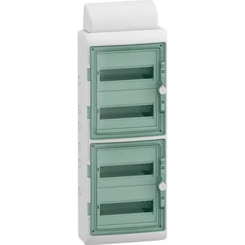 Elektroinstalační materiál Schneider Electric 13988 Mureva Rozdělovač do vlhkých prostor na omítku Počet modulů (šířka) = 48 Počet řádků = 4 Obsah