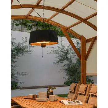 Venkovní osvětlení Elektrický závěsný venkovní ohřívač černý ocelový hliníková halogenová lampa 1500 W zahradní příslušenství Beliani