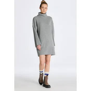 Dámské šaty ŠATY GANT LOUNGE ROLLNECK DRESS GREY MELANGE