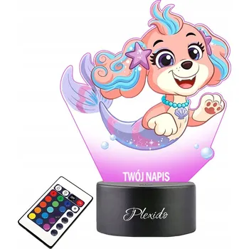 Lampička LAMPičKA NA SKLE UV TISK Pohádka Tlapková patrola Mořská panna Coral + DÁLKOVÝ OVLADAČ 16 BAREV