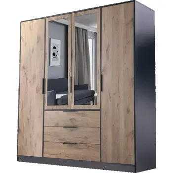 Šatní skříň ArtStol Šatní skříň LATI D4 | černá/dub viking