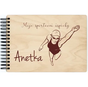 Dřevěné sportovní fotoalbum PLAVÁNÍ II Barva vnitřních papírů: Čokoládová