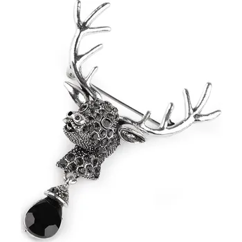 Kabelka Brož s broušenými kamínky jelen, malé, 1 platina černá