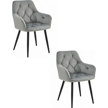Jídelní židle Set dvou jídelních židlí JORK sametové, stříbrné / šedé (černé nohy) 2 ks