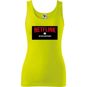 Dámské oblečení Dámské tílko s potiskem Netflink Velikost: XS, Barva: Limetková