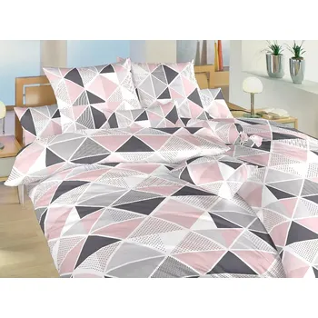 Povlečení Bavlněné povlečení - Pyramidy pudrové - na niť. knoflíky