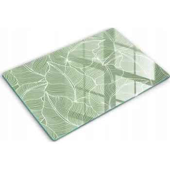 Obraz Tvrzené skleněné kuchyňské desky s grafikou Velká 80x52 cm Lineární listy