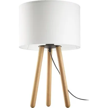 Lampička TK LIGHTING Stolní lampa - TOKYO 5294, Ø 20 cm, 230V/15W/1xE27, bílá/borovice