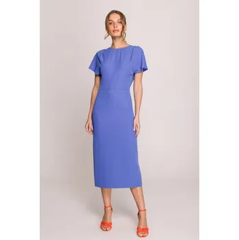 Dámské šaty Elegantní pouzdrové šaty s rozparkem Stylove S398 modré EU velikost: XL