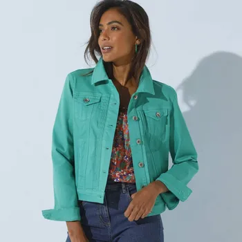 Dámský kabát Bunda na knoflíky s ozdobnými sámky smaragdová 50