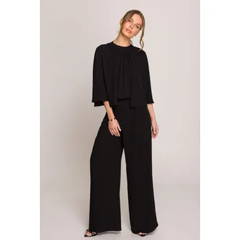 Dámský kostýmek Společenský overal s výstřihem na zádech Stylove S397 černý EU velikost: XL