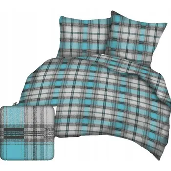 Povlečení Krepové povlečení 200x220 šedá tyrkysová mřížka Krzyś Kora