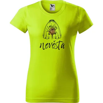 Dámské tričko Dámské tričko s potiskem Nevěsta kytice Barva trička: Limetková - 62, Velikost: XS