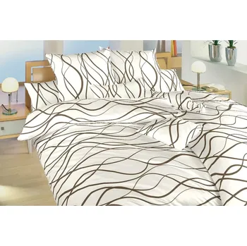 Povlečení Bavlněné povlečení - vlny hnědé na banánové - na plast. knoflíky