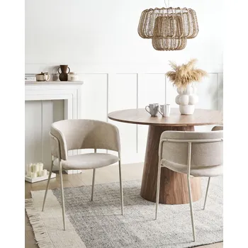 Jídelní židle Sada 2 jídelních židlí světle béžová čalouněné sedáky a opěradla boční područky kovové nohy moderní design Beliani