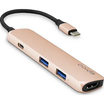 Datový kabel Přepojka / hub EPICO pro Apple MacBook / iPad - USB-C na 2x USB-A + USB-C + HDMI - zlatá